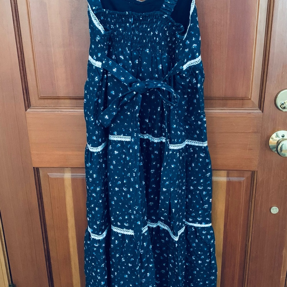 Emerson Fry Tiered Maxi Dress Anne Flowers MAJOLICA, Lined , Size M, Like New - Picture 3 of 10